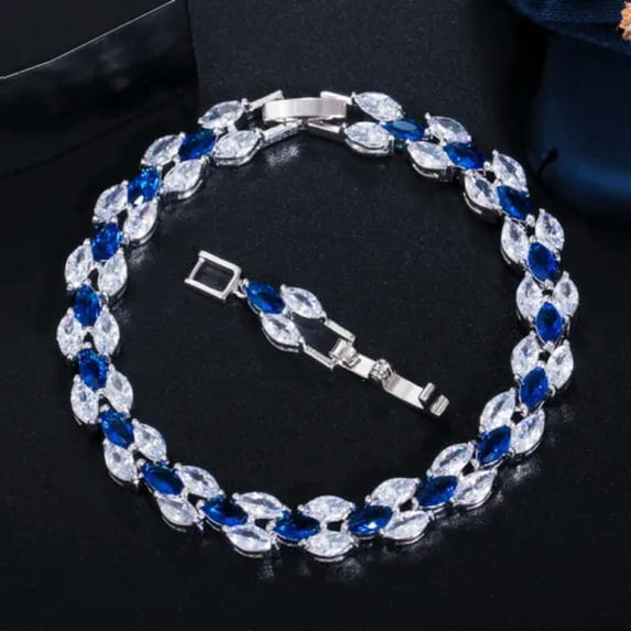 Fashion Royal Blue Cubic Zircon Crystal Bracelet For Women Jewelry