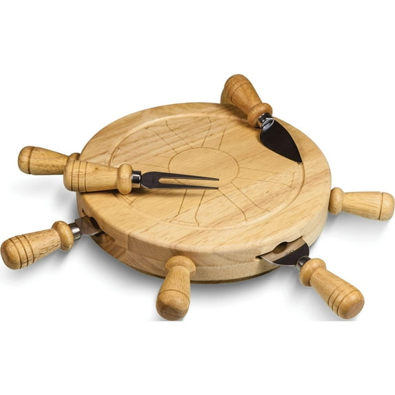 Fashion Rubberwood Mariner Cheese Board With Stainless Steel Tools (13.4 X 7.9) Made In China gm15638