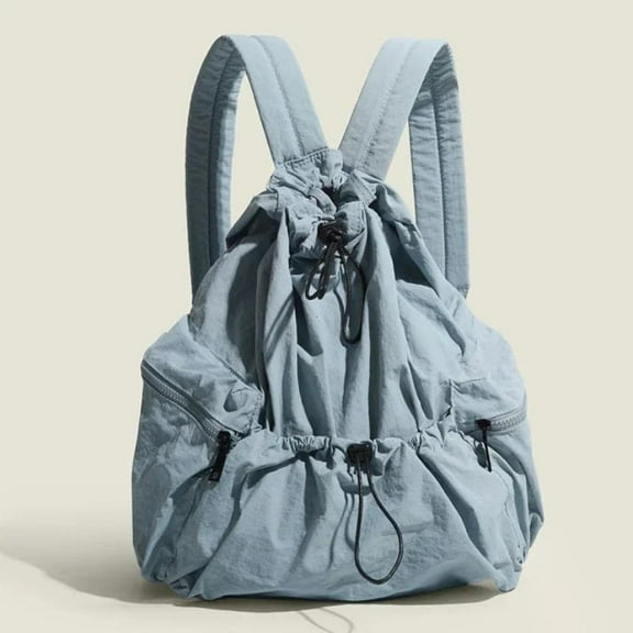 Fashion Ruched Drawsting Backpacks for Women Casual Nylon Lady Backpack Light Weight Students Bag Large Capacity Travel Sac 2025
