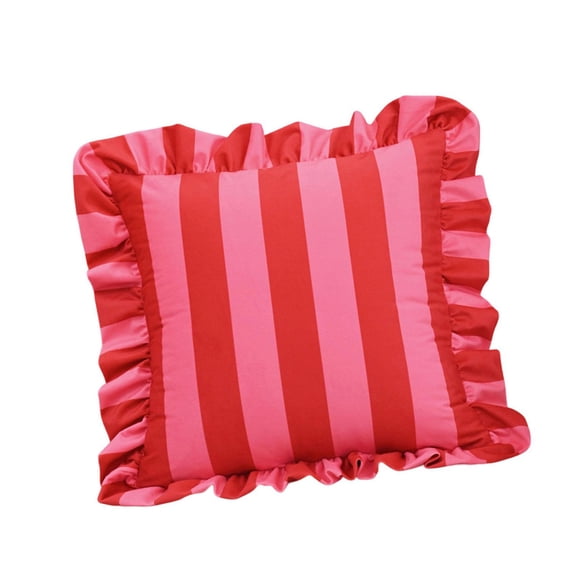 Fashion Ruffled Edges Throw Pillow Case Aesthetic Striped Pattern Square Cushion CoverFor Bed Sofa Decoration Accessory