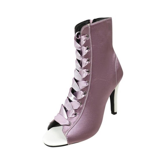 Fashion Sandals Open Toe High Heel Casual Booties Solid Color Side Zipper Comfortable Peep-Toe for Spring Autumn Outdoor Indoor Wear Purple,36