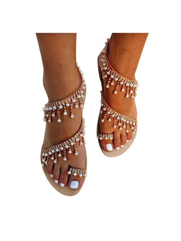 Fashion Sandals for Women 2025 Casual Fringe Summer Sandals for Women Classic Ring Toe Roman Shoes