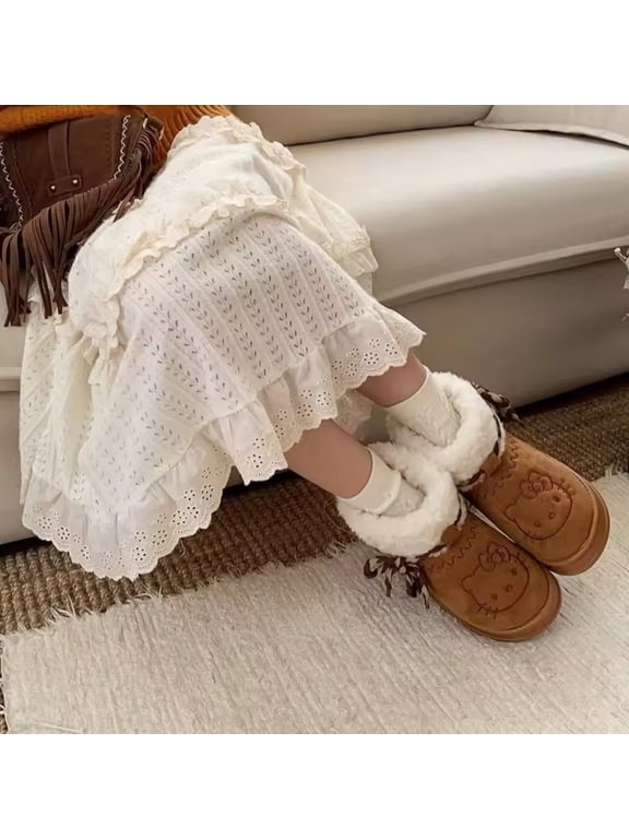 Fashion Sanrio Snow Boots Anime KT Women Y2k Cute Warm Winter Boot Holiday Gift