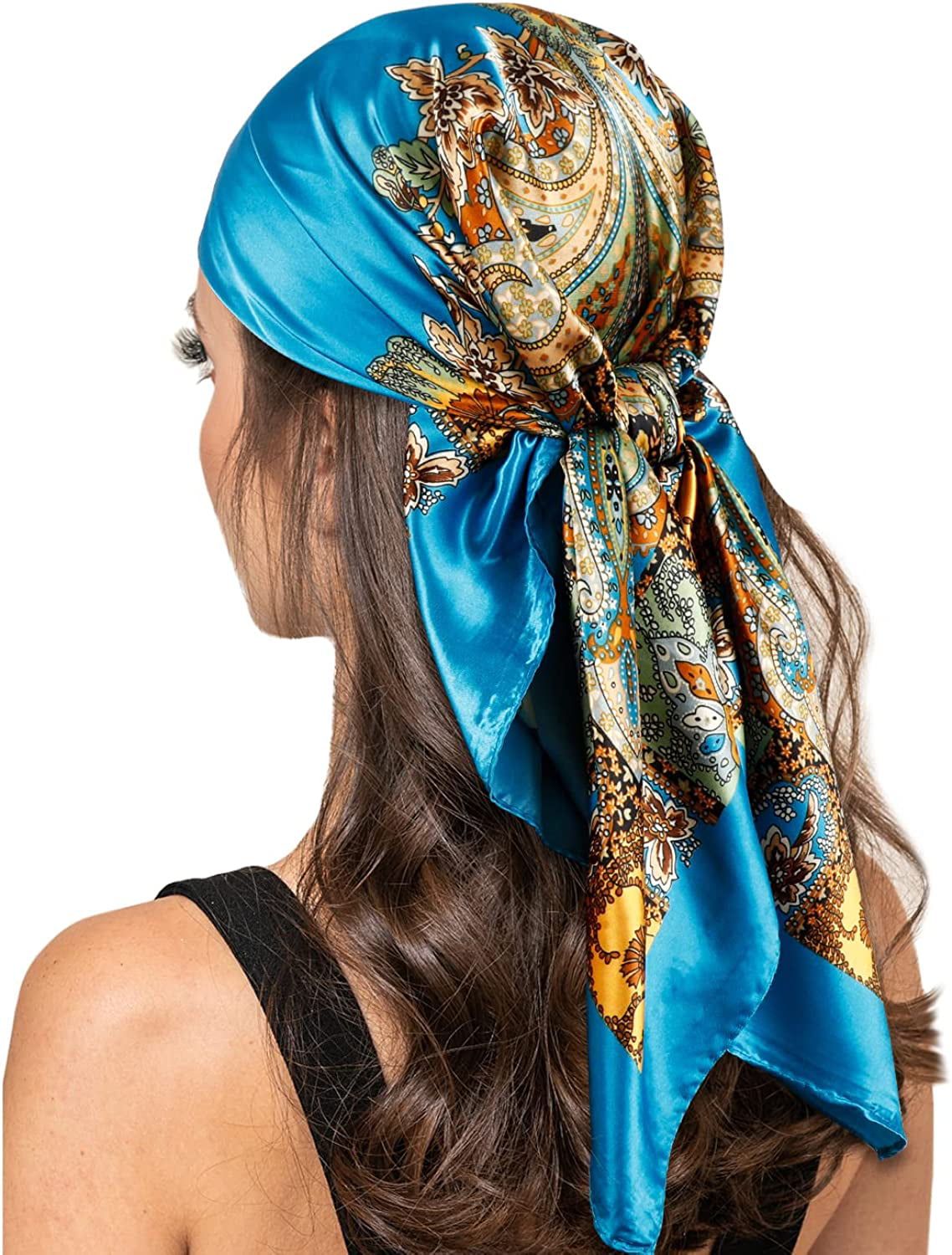 Satin Scarf For Hair Designer Luxury Brand Kerchief Neck Silk Head Scarves  Bandana Ladies Handkerchief 90X90CM Headscarf