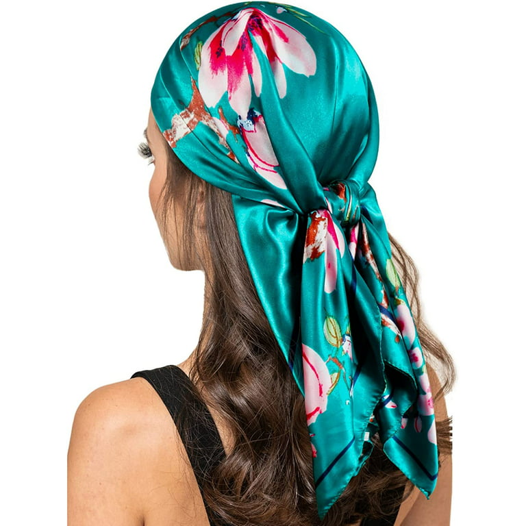 High-quality,35 Ladies Satin Square Silk Scarves, soft smooth and shiny.US
