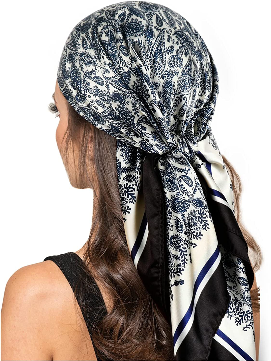 Large Luxury Head Silk Scarf Women Hair Neck Wrap Hijab Band Square Bandana  Soft