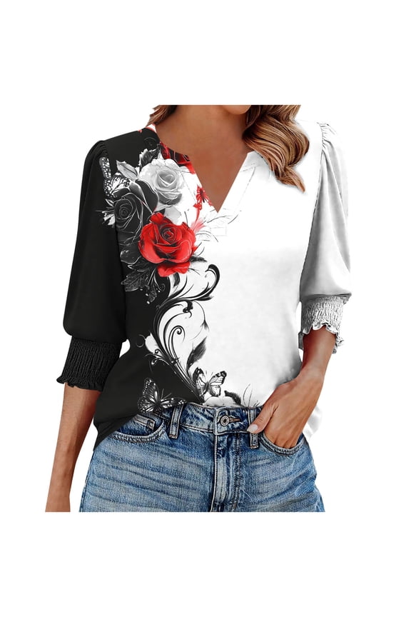 Fall Blouses for Women 2025 Dressy Womens Tops Plus Size Tall Womens 3/4 Sleeve Tops Women's Blouses Casual My Reorder List Gifts