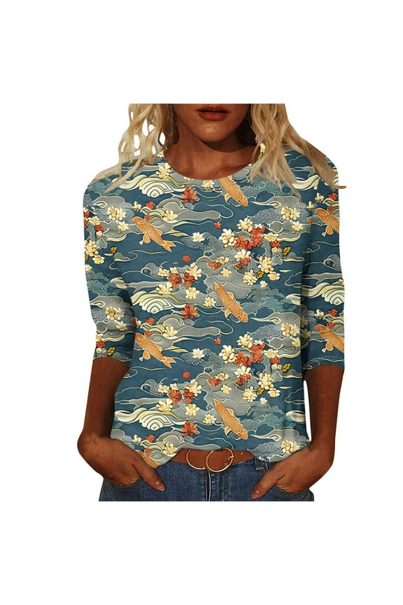 Fashion Saving LiMoi Fall Shirts for Women 2025 Womens Tops Tall 3/4 Length Sleeve Women's Tunic Tops Women's Blouses Casual Get it Fast