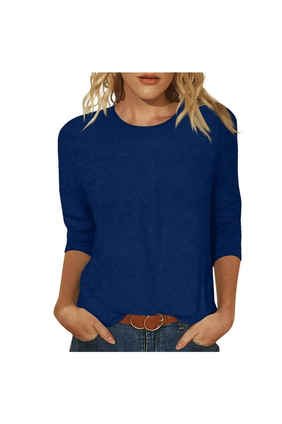 Spring Top Womens Shirts 3/4 Sleeve T Shirts Loose Fit Womens Blouses Dressy Casual Petite My Orders Gifts