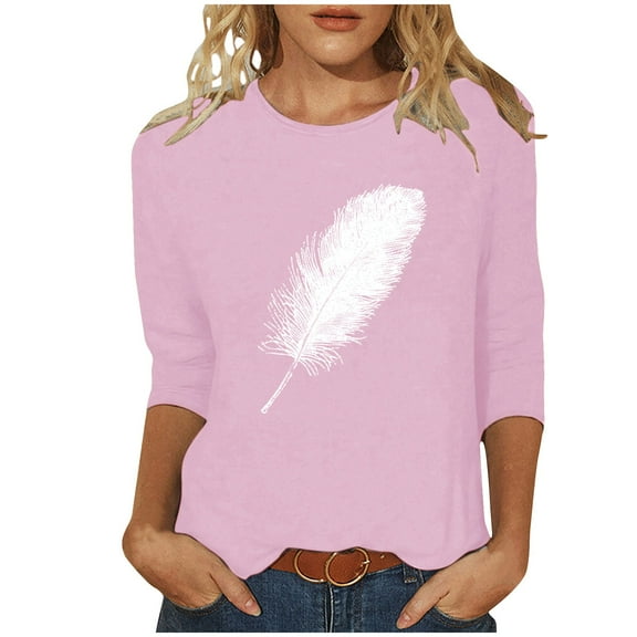 LiMoi Fall Tops Women's Top Women's T-Shirts 3/4 Sleeve Women's Blouses Work New Arrivals