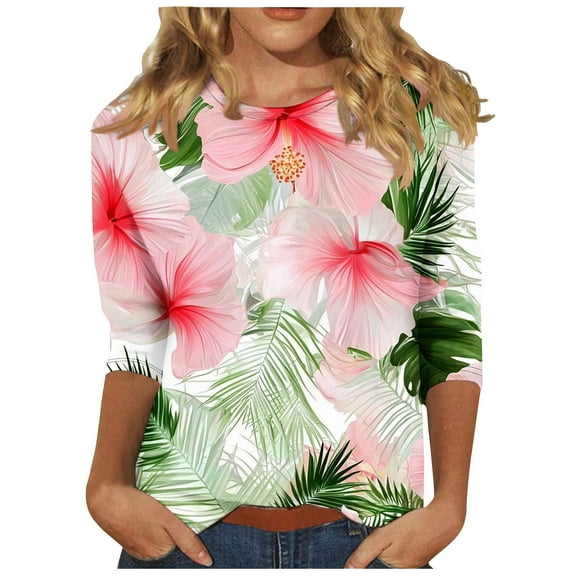 LiMoi Fall Tshirts Shirts for Women 2025 Women's Tops Womens Tops 3/4 Sleeve Womens Blouses for Work Plus Size My Items Ordered