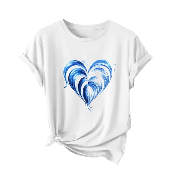 LiMoi Love Heart Print Shirt Short Sleeve Shirt Women Fitted Tshirts Shirts for Women Set Cute T Shirts for Women Graphic Teen Tops for Women Dressy items Ordered by me