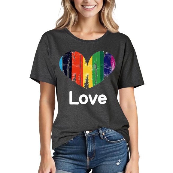 LiMoi Rainbow Print Shirt Women's Short Sleeve T Shirts Oversized Womens Tops Summer Dressy Oversized Cropped Graphic T Shirts for Women Tee Shirts for Women reorder items