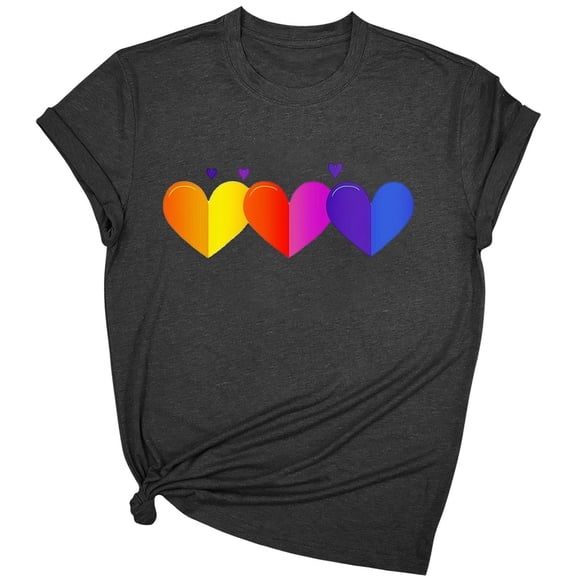 LiMoi Rainbow Print Shirt Womens Short Sleeve T Shirts Vneck Tshirts Shirts Oversized Tshirts Graphic Oversized Tshirts New Arrivals