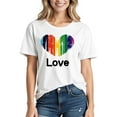 thumbnail image 1 of Fashion Saving LiMoi Rainbow Print Shirt Womens Short Sleeve Tops Casual T Shirts for Women Gym T Shirts for Women Graphic Oversized Tshirts for Women my orders, 1 of 3