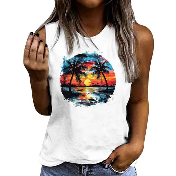 Fashion Saving LiMoi Sleeveless Tops for Women Long Tshirts Shirts Printed T Shirts Plus Size T Shirts