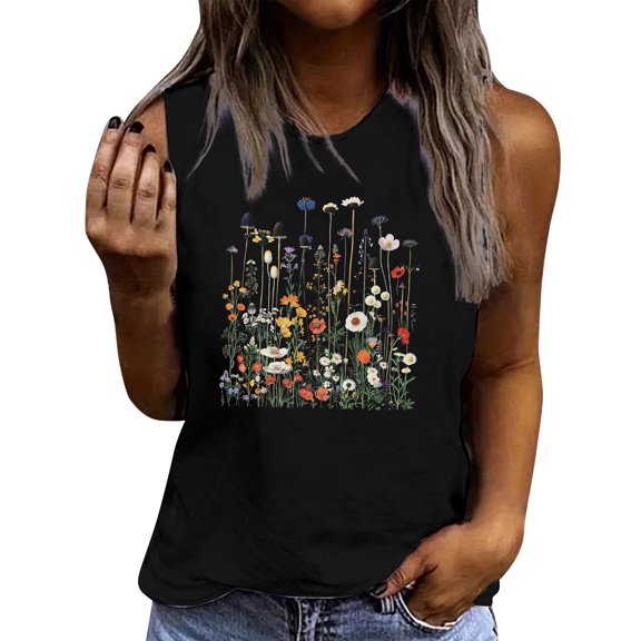 LiMoi Sleeveless Tops for Women T Shirts Print T Shirts Tops