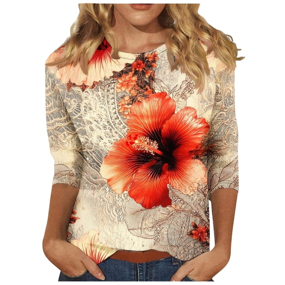 LiMoi Women Fall Tops Women's Tops and Blouses 3/4 Sleeve Shirts Casual Women's Blouses My Items