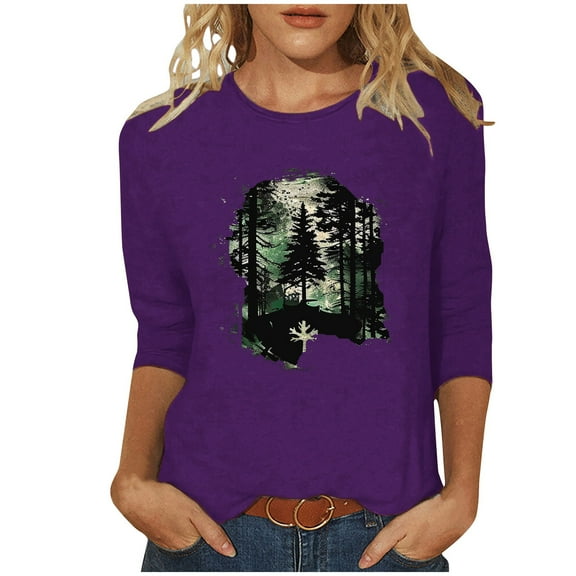 LiMoi Women Fall Tops Womens Shirts Fall 3/4 Length Sleeve Womens T Shirts Womens Blouses Fall Work Items Ordered by Me