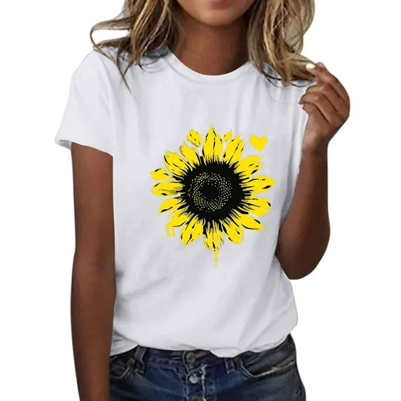 Fashion Saving LiMoi Women Short Sleeve Tops Trendy Womens T Shirts White Printed Tshirts T Shirts My Orders Gifts for Women