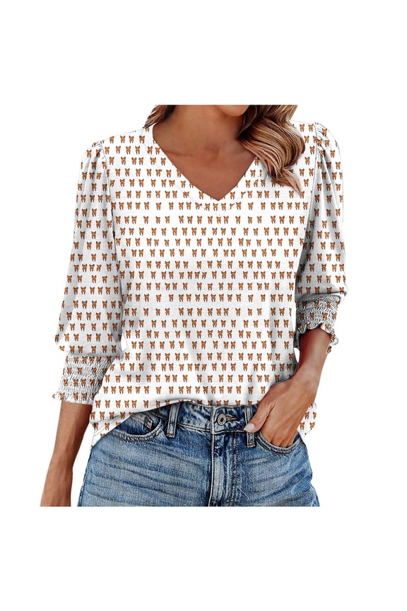 Fashion Saving LiMoi Women's Blouse Womens Tops Trendy Fall 3/4 Sleeve T Shirts for Women Loose Fit Womens Blouse My Items OrderedGifts