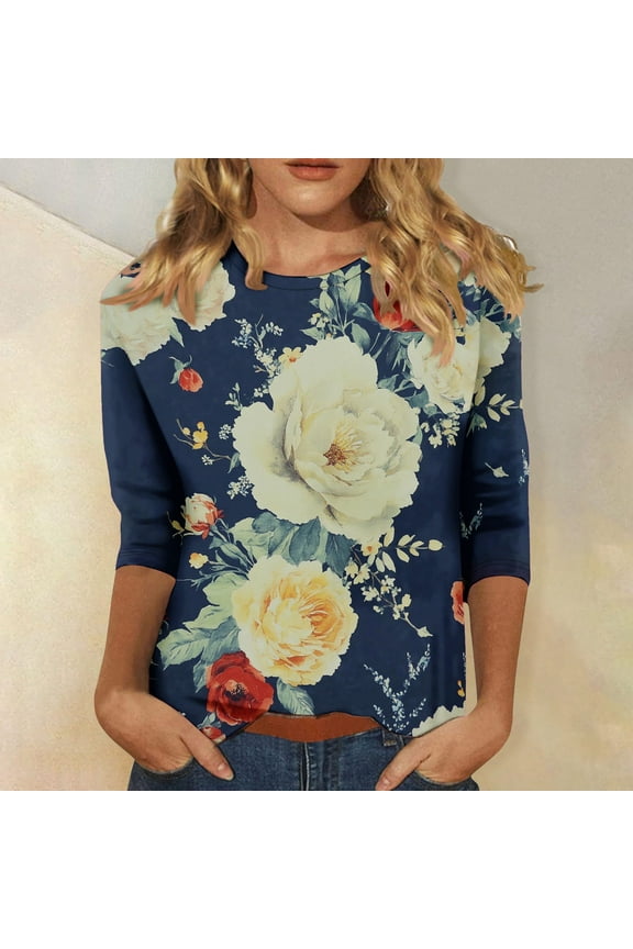 Fashion Saving LiMoi Women's Tops for Fall Womens Shirts Casual Trendy Womens T Shirts 3/4 Sleeve Women's Blouses Get it Fast