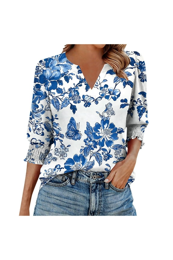 Fashion Saving LiMoi Women's Boho Tops for Fall Women's Shirt Womens Tops 3/4 Sleeve Tunic Womens Blouses Dressy Casual Pink Get it Fast Gifts