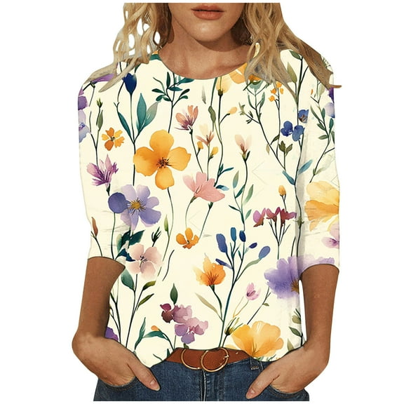 LiMoi Women's Fall Blouses with Sleeves Womens Shirts 3/4 Sleeve Shirts Women's Blouses My Items