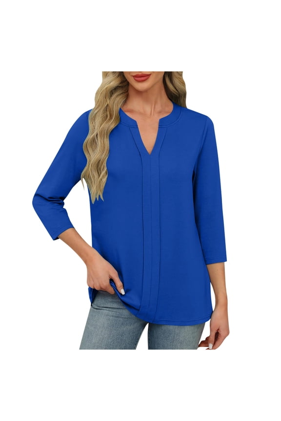 Women's T Shirts Women's Shirts and Blouses Plus Size Womens Tops 3/4 Length Sleeves Dressy Casual Womens Blouses My Order Gifts