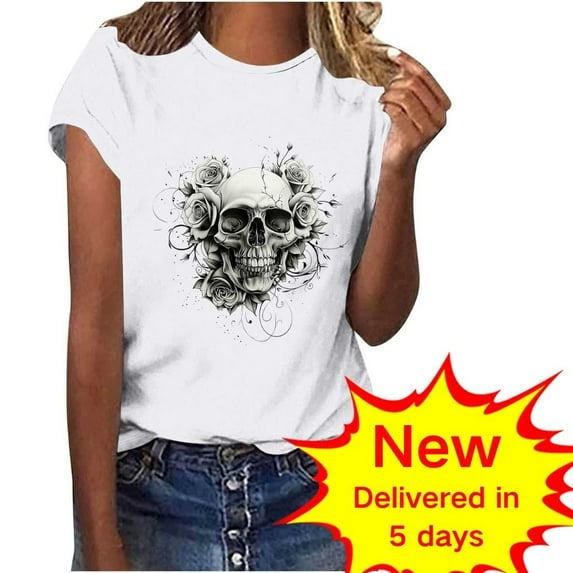 Fashion Saving LiMoi Womens Clothing Under 10 Dollars Short Sleeve Shirts Basics Tshirts Shirts Tshirts Shirts Graphic Oversized Tops Reorders