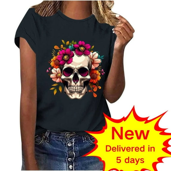 LiMoi Womens Clothing Under 10 Dollars Short Sleeve Shirts Womens Tops Trendy Short Sleeve Printed Baby Tees Tops My Order