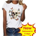 thumbnail image 1 of Fashion Saving LiMoi Womens Clothing Under 10 Dollars Short Sleeve Teen Tops Tshirts Shirts for Women Black Floral Shirts Tops for Women New Arrivals, 1 of 7