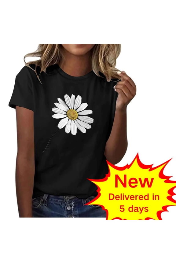 Womens Clothing Under 10 Dollars Short Sleeve Tees Womens Tops Casual Print T Shirts T Shirts New & Trending