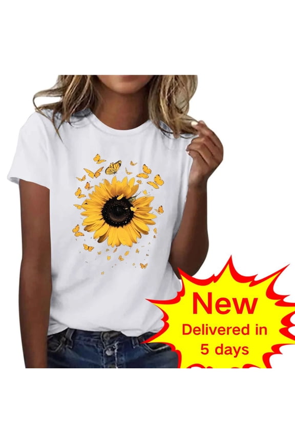 Womens Clothing Under 10 Dollars Woman Short Sleeve Tops Womens Tops T Shirts for Women Graphic Tops for Women Reorder Items
