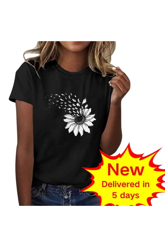 Womens Clothing Under 10 Dollars Womens Shirts Short Sleeve Work Shirts for Women Vintage Printed Tshirts Shirts Tops My Items