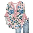thumbnail image 1 of LiMoi Womens Fall Blouses Dressy Casual Women's Tops Fall V Neck Three Quarter Sleeve Tops Women's Blouses New Arrivals Gifts, 1 of 5