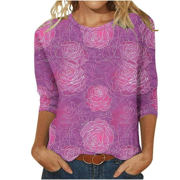 LiMoi Womens Spring Blouses Dressy Casual Womens Shirts 3/4 Sleeve Tops Womens Blouses My Items