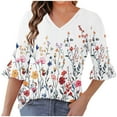 thumbnail image 1 of LiMoi Womens Fall Fashion 2025 Tops Womens Shirts Fall Tops for Women Trendy 3/4 Sleeve Casual Women's Blouse Items Ordered by Me Gifts, 1 of 6