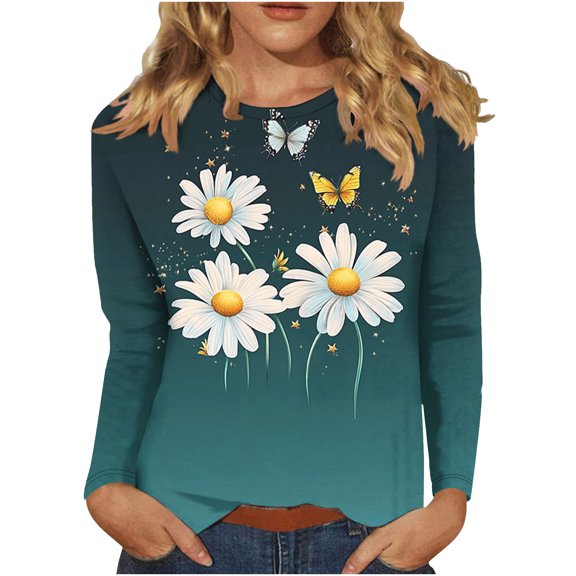 LiMoi Womens Spring Shirts Womens Shirts Casual Trendy 3/4 Length Sleeve Womens T Shirts Plus Size Womens Blousess