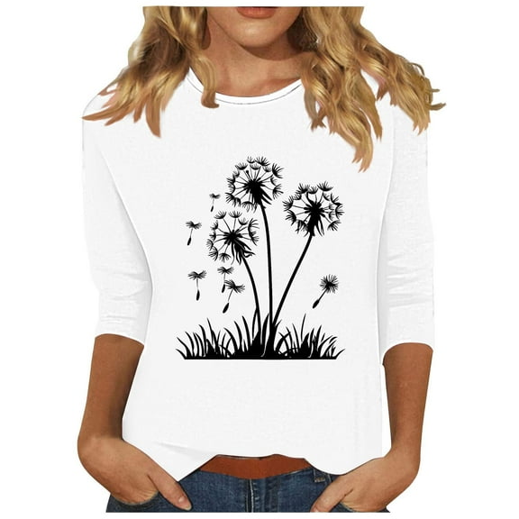 LiMoi Womens Spring T Shirts Women's Tops 3 Quarter Length Sleeve Plus Size Tunic Tops for Women Women's Blouses Reorders