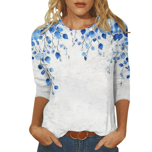 LiMoi Womens Fall T Shirts Womens Tops Dressy Casual 3/4 Sleeve Tops for Women Button Womens Blouses Dressy Casual Petite My Items