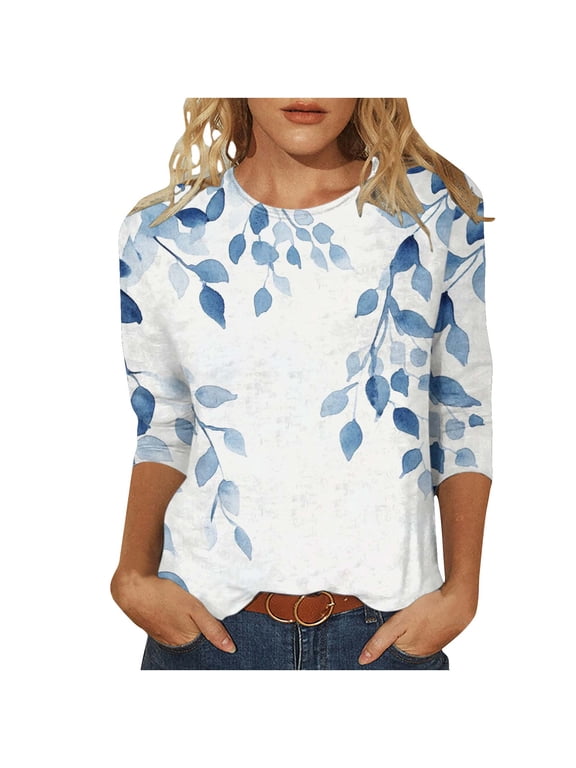 Womens Spring Tops Women's Tops and Blouses 3/4 Sleeve T Shirts Womens Blouses Casual Dressy My Items Ordered