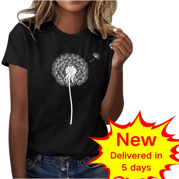 Fashion Saving LiMoi Womens Gifts Under 5 Dollars Short Sleeve Tee Tshirts Shirts for Women Y2k Floral Tops for Women Trendy Tops my Reorder list