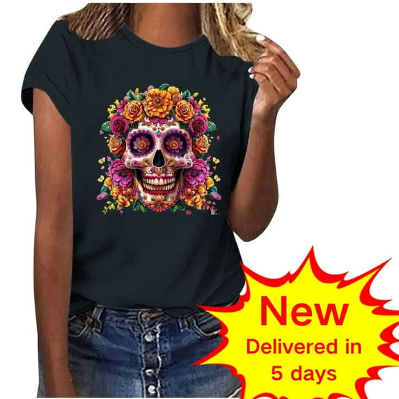Fashion Saving LiMoi Womens Gifts Under 5 Dollars Woman Short Sleeve Tops Womens Tops Print T Shirts Plus Size T Shirts Graphic Reorders