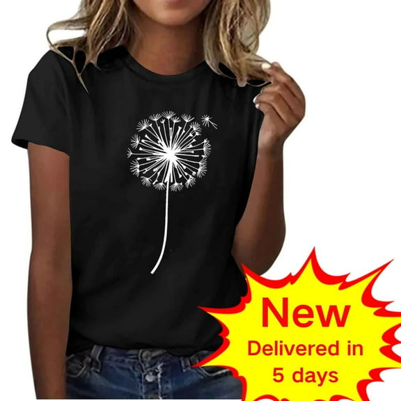 LiMoi Womens Gifts Under 5 Dollars Women's Short Sleeve Tops Womens Tops Summer 2025 Printed Tshirts Tops for Women Summer Outfits My Order
