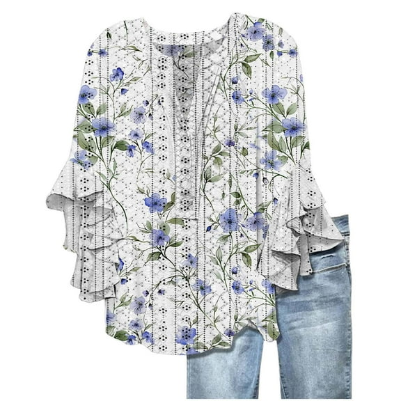 LiMoi Womens Loose Fit Tops Womens Shirts Casual Graphic 3/4 Sleeve Shirts for Women Work Blouses Items Ordered by Me Gifts