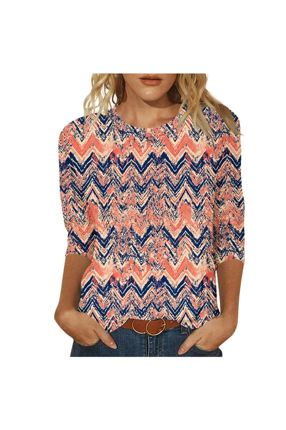 Womens Loose Fit Tops Womens Shirts Plus Size Pleated Tops for Women 3/4 Length Sleeves Womens Blouses Fall My Reorder List