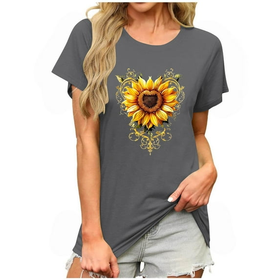 LiMoi Womens Shirts Short Sleeve Summer Womens T Shirts Printed Tops Tops My Items