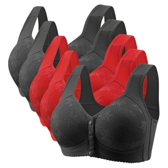 Fashion Saving Nexjvus Women Bras Adjustable Wirefree Button Thin Gathering Bra Lace Everyday Bra 5 Pack Size XS-4XL