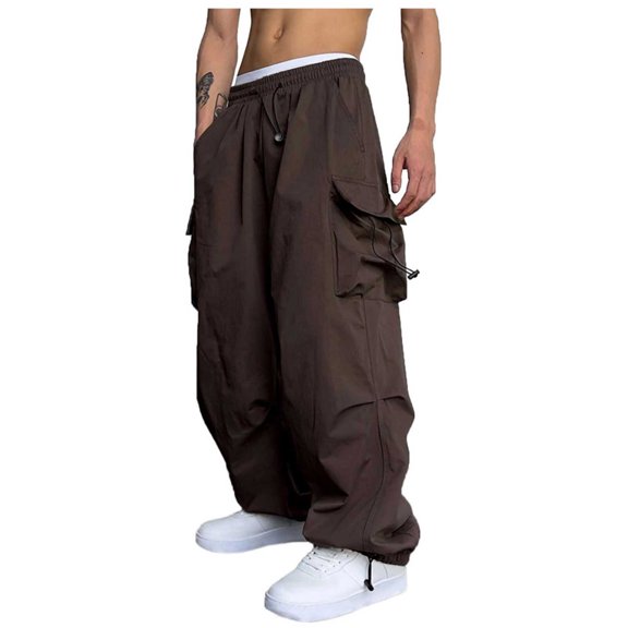 Ahuyic Men's Outdoor Cargo Hiking Pants with Belt Lightweight Waterproof Quick Dry Tactical Pants Brown L